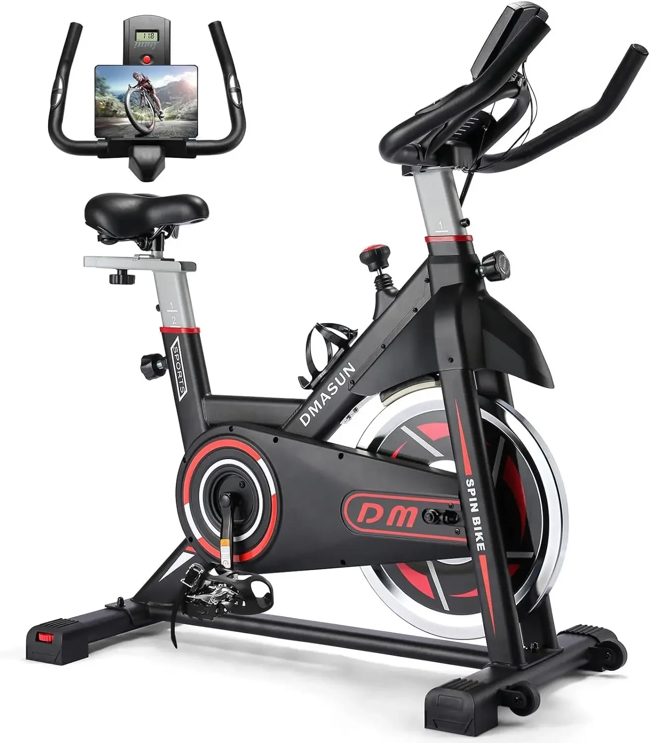 CHAOKE Indoor Cycling Bike with Heavy Flywheel, Comfortable Seat Cushion, Silent Belt Drive, LCD Monitor