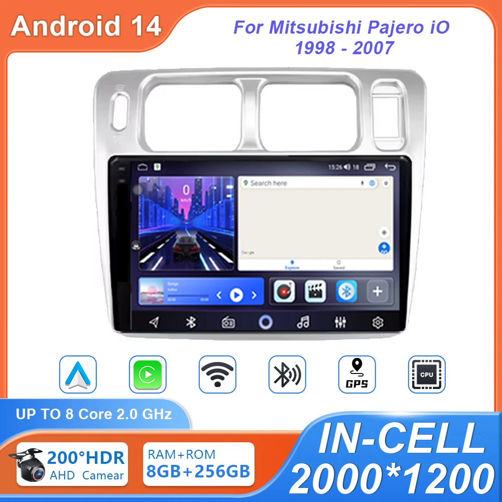 High-performance Android 14 For Mitsubishi Pajero iO 1998 - 2007 Car Radio Elecronics Touch Multimedia Video Player Navigation