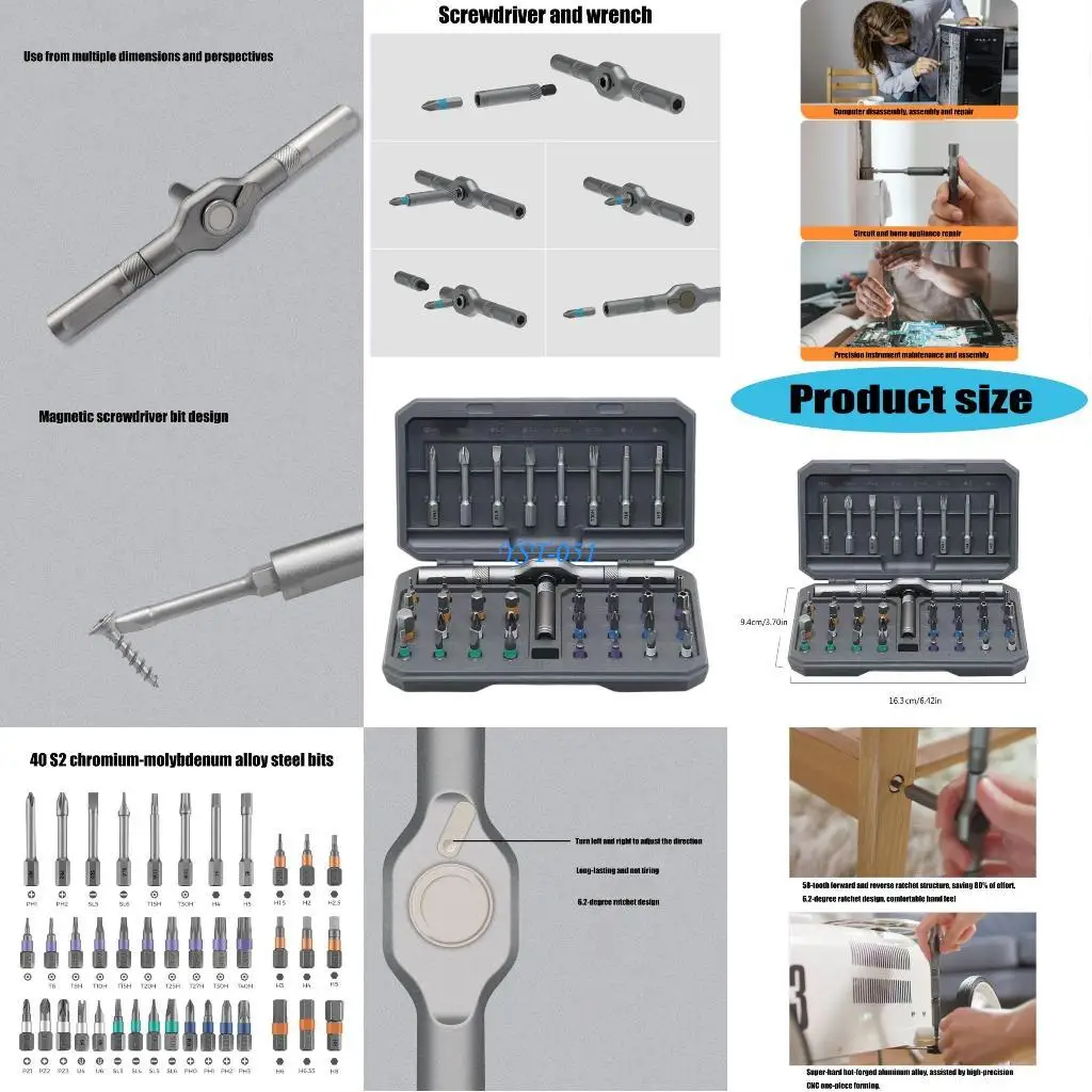

E15A 42PC Магнитный сборочный комплект отвертки Двойной направление для Auto DIY