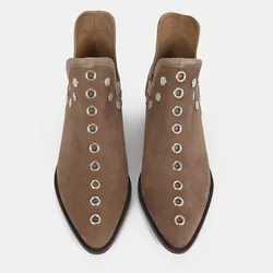 Women's Ankle Boots Autumn New Versatile Pointed Rivet Personalized Short Boots for Women Plus Size43