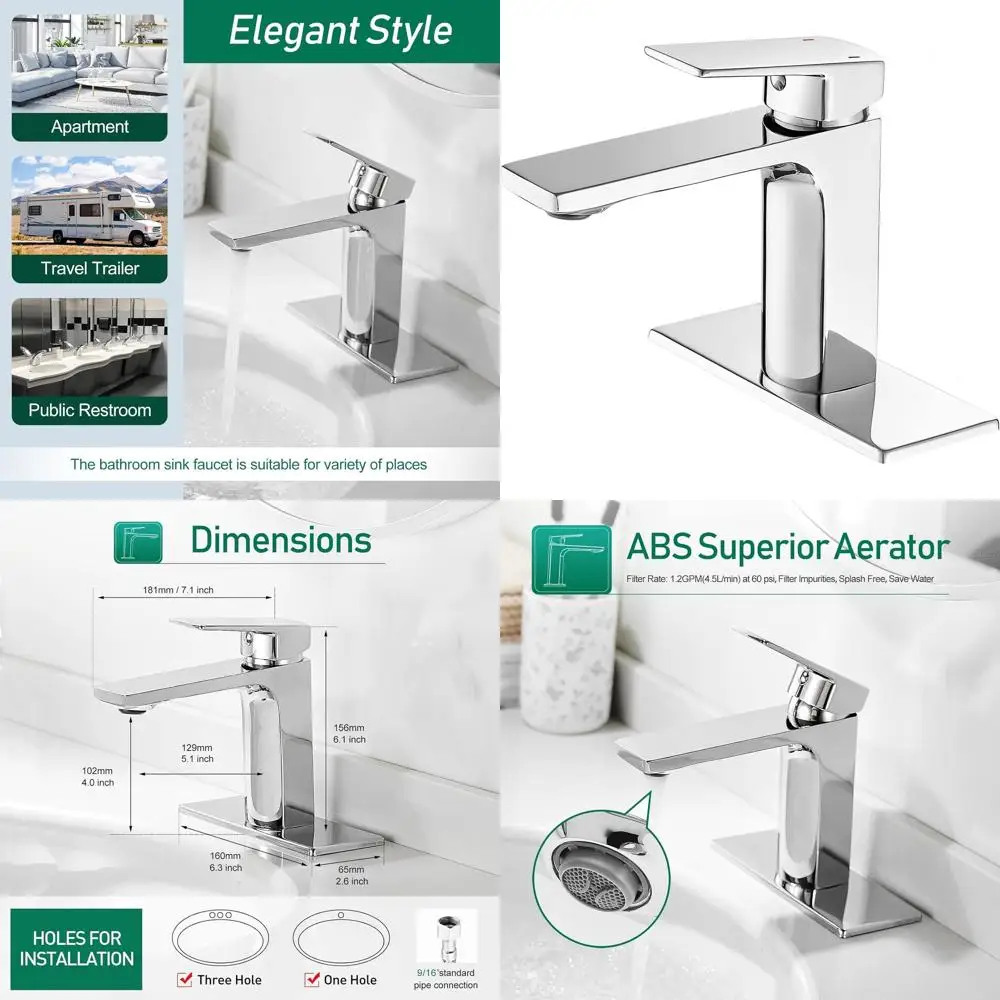 

Single Handle Deck Plate Lavatory Faucet for Bathroom Sinks & RV Vanities