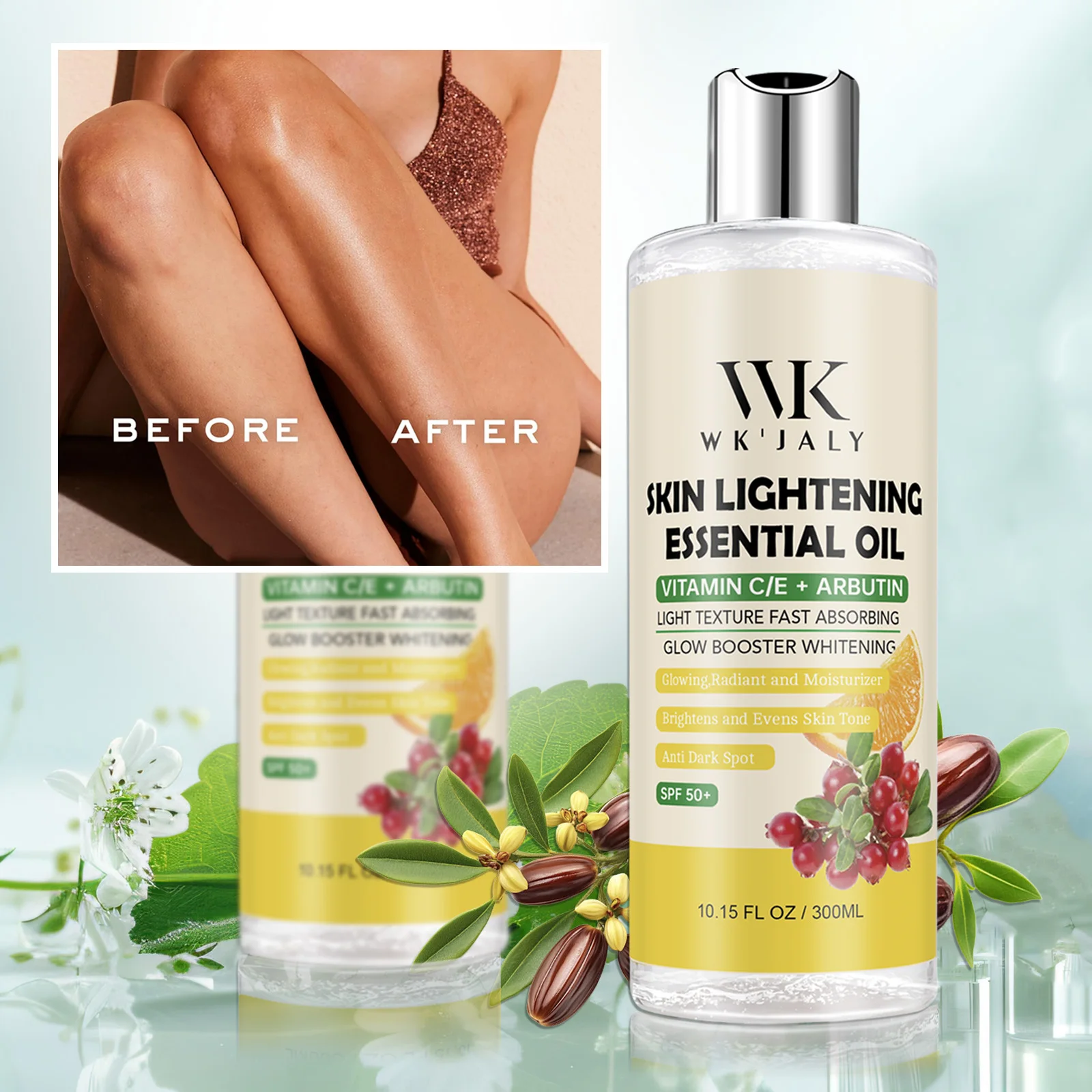 زيت الجسم المبيض من WK JALY، يزيل البقع الداكنة، معزز الوهج، ناعم، بشرة نظيفة، ترطيب عميق، مع زيت الجوجوبا، أربوتين #5
