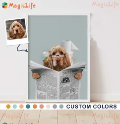 Custom Dog Cat Pet Photo Animal Toilet Poster Wall Art Canvas Painting Wall Pictures For Living Room Decor Posters Unframed