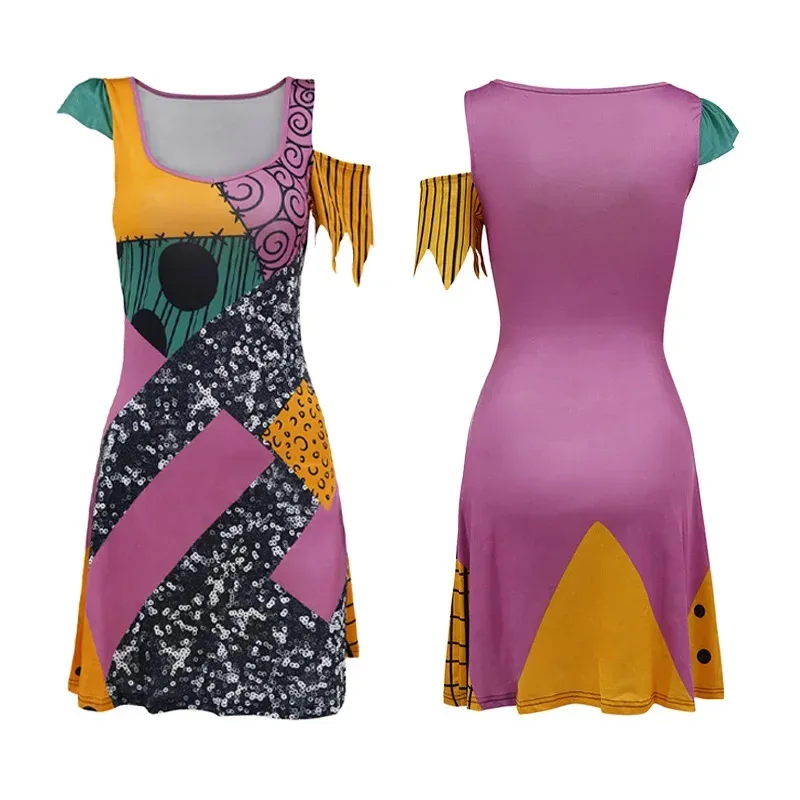 Sky01 할로윈 애니메이션 영화 악몽 샐리 코스프레 드레스 파티 세트 의상 크리스마스 여성 슬림 점프 슈트 Catsuit Zentai BoSd01$