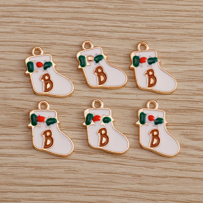 ❤10 Pcs/set New Fashion Creativity Alloy Drip Oil Christmas Accessories Socks Snow Boots Pendant DIY Pendant Personalize Pendant