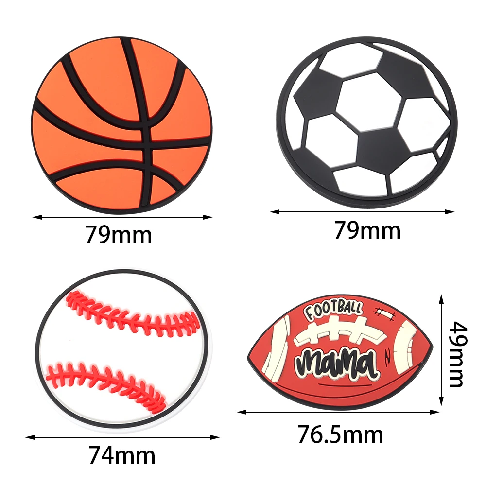 2Pcs/Lot PVC Beach Bag Charms Decoration Baseball Rugby Football Insert Charms Back Button For DIY Crafts Beach Bag Tote Accesso