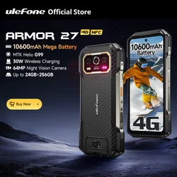 【Światowa premiera】 Ulefone Armor 27 4G 10600mAh Wytrzymały telefon 24 GB + 256 GB Android 14 Smartfon 6,78