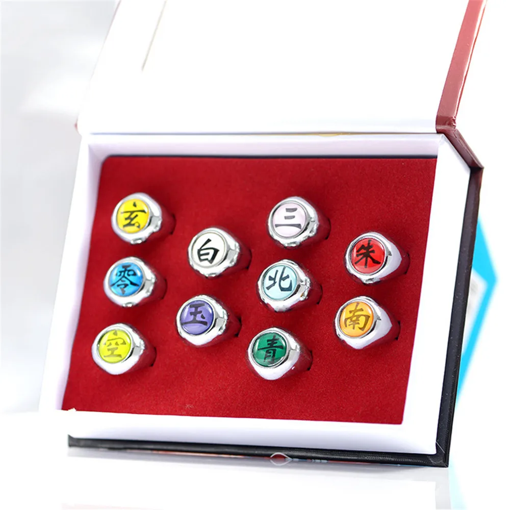 Anime Cartoon Rings Set Cosplay Accessories Akatsuki Member's Deidara Uchiha Itachi Obito Hidan Orochimaru Figure Toys Gifts