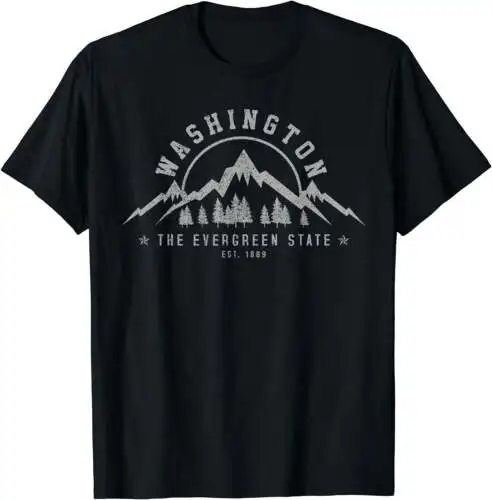 Washington The Evergreen State Nature Mountains Outdoor Gift T-Shirt Black