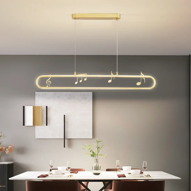 Lámpara colgante de silicona para interiores, candelabro moderno y creativo de hierro, luz LED con nota musical para sala de estar, comedor, Bar, cafetería, decoración