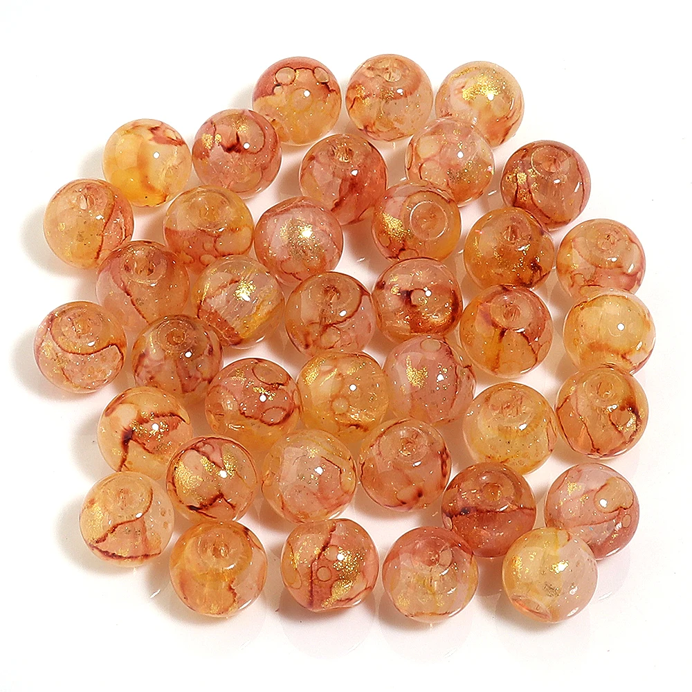 50 Stück/Lot 8mm Rissglas-Blumenperlen, farbige glänzende lose runde Zwischenperlen für DIY-Modearmbänder, Ohrringe, Anhänger, Großhandel – Detail 14