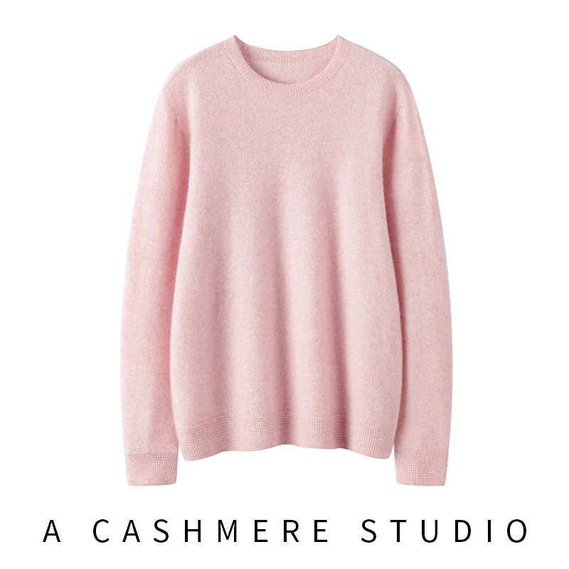 Hot Sale 2024 Autumn Winter New 100% Cashmere Sweater O-Neck Women\'s Casual Warm Pullover Female Loose Knit Jumper Lady Tops