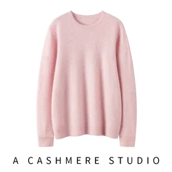 Hot Sale 2024 Autumn Winter New 100% Cashmere Sweater O-Neck Women's Casual Warm Pullover Female Loose Knit Jumper Lady Tops