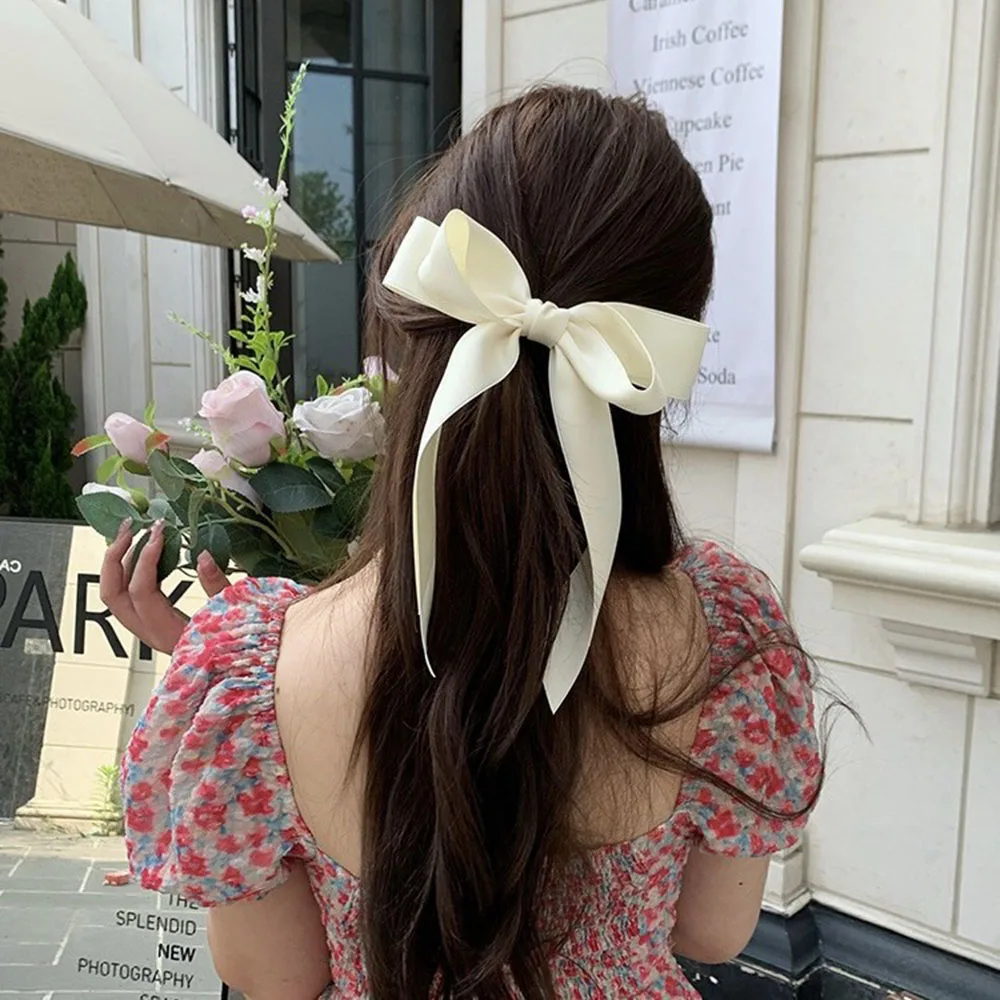 

6Pcs/Set Back Of Head Hairpin Top Clips Double-layer Bowknot Half Tied Hair Spring Clip Ribbon Bows Hairpins Set Bow Hair Clip