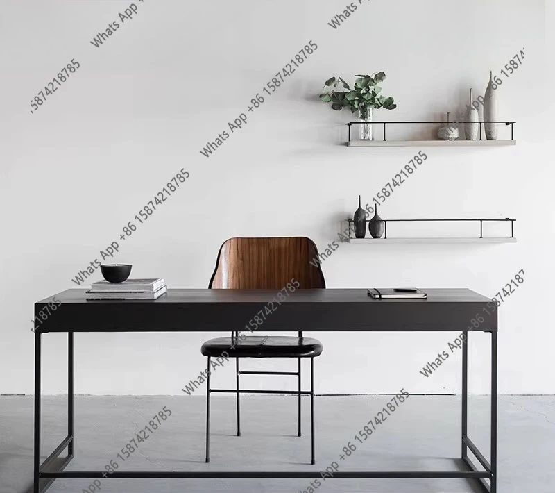 

Italian minimalist desk wabi-sabi wind solid wood Nordic modern study light luxury computer desk
