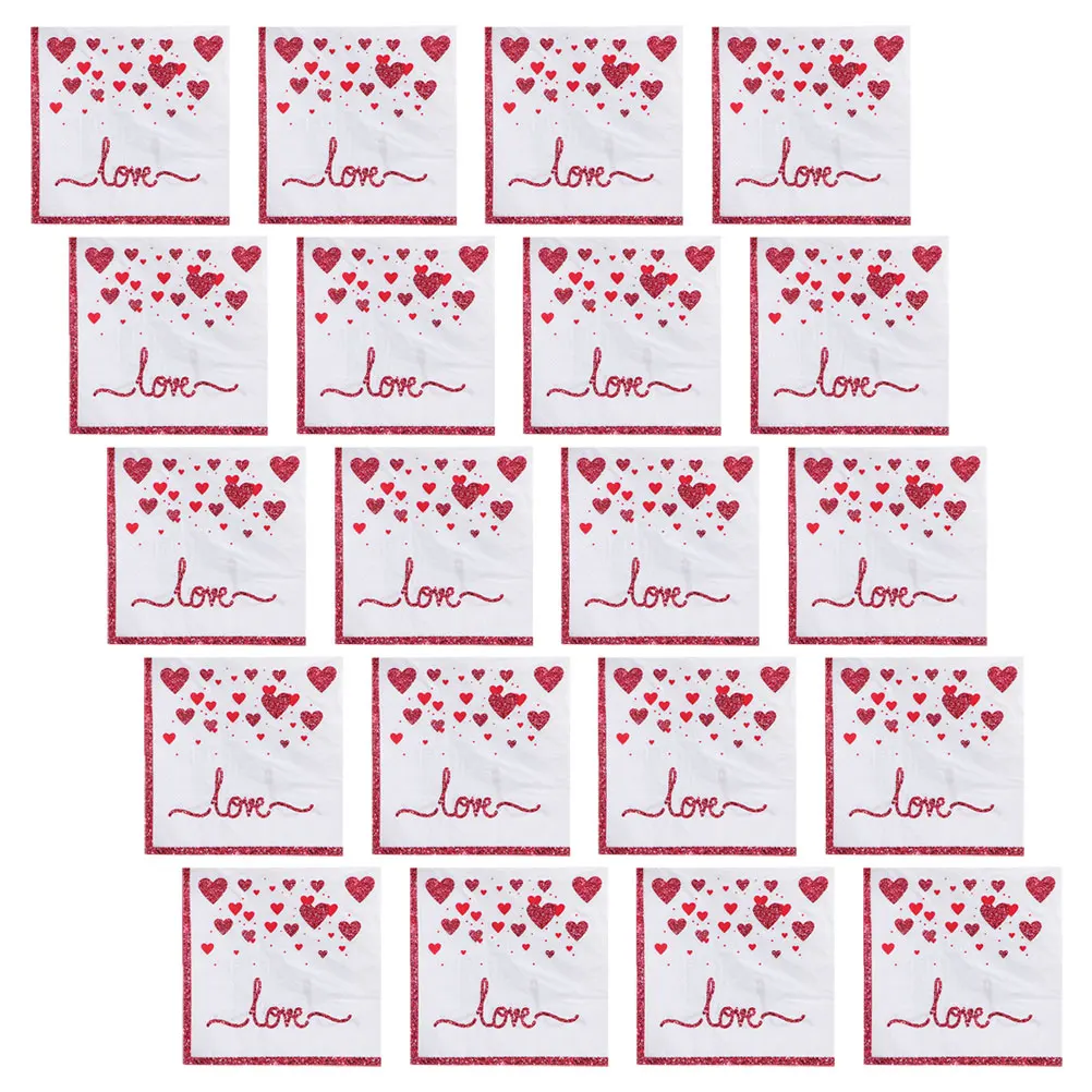 

20Pcs I Love You Paper Napkins Valentine Day Guest Towels Wedding Table Decor Disposable Napkins for Anniversary Celebration