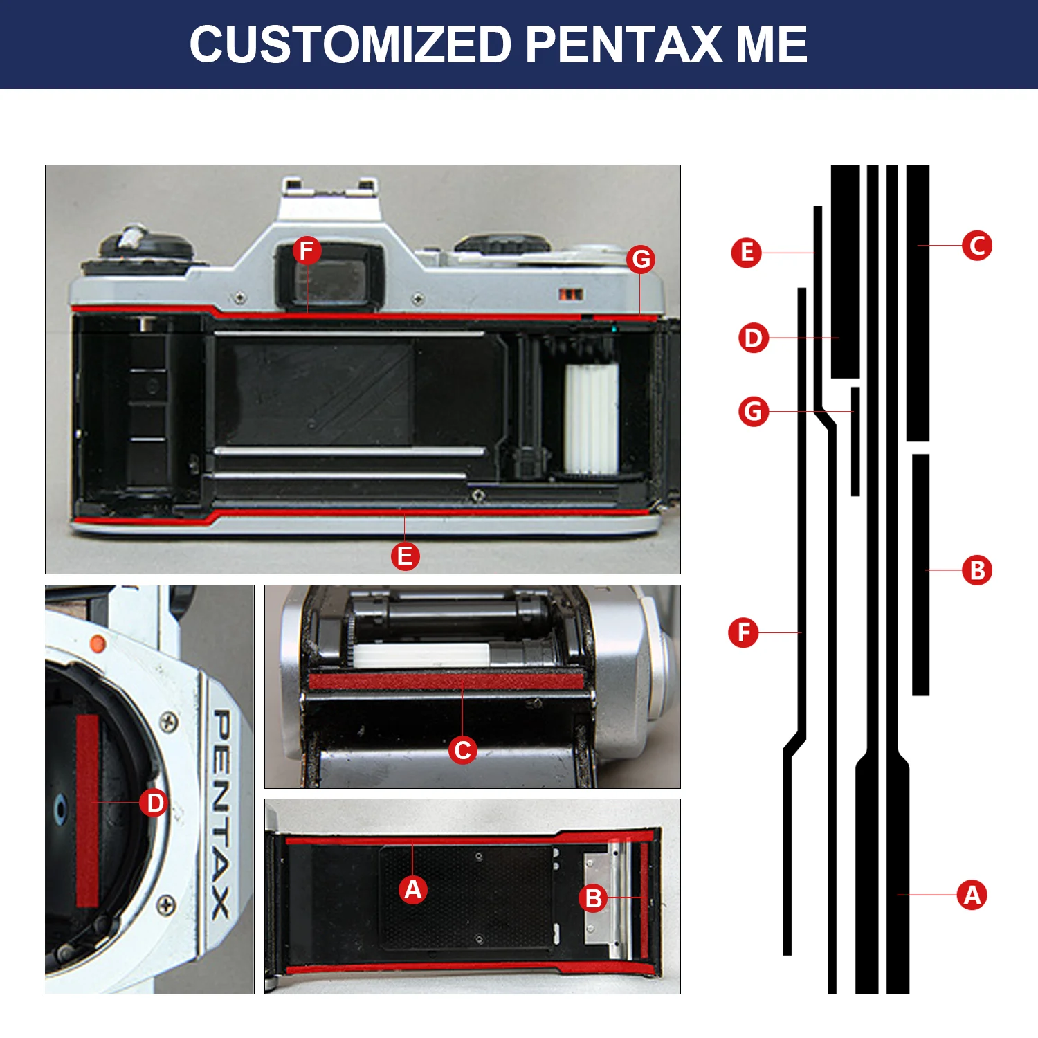 Pentax ME ME Super MG MV1 Camerakwaliteit Neopreen Lichte afdichting Schuim Vervang spons Voorgesneden blad 3-kits Fotograafaccessoire