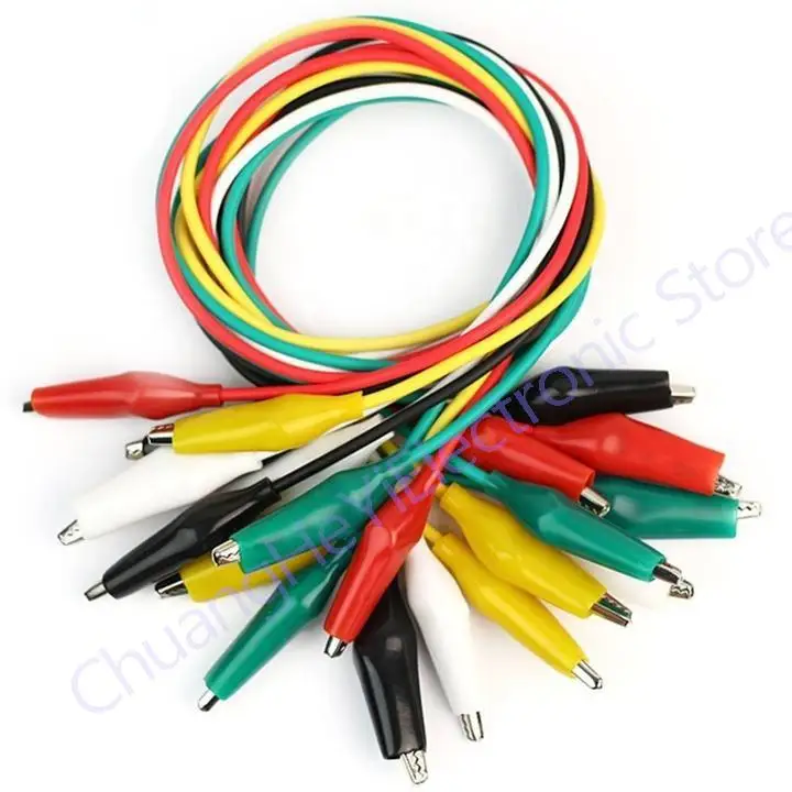 10Pcs 5 colors 30cm length double-ended alligator clips jumper wire mini test clips DIY test cable test folder test hook clip