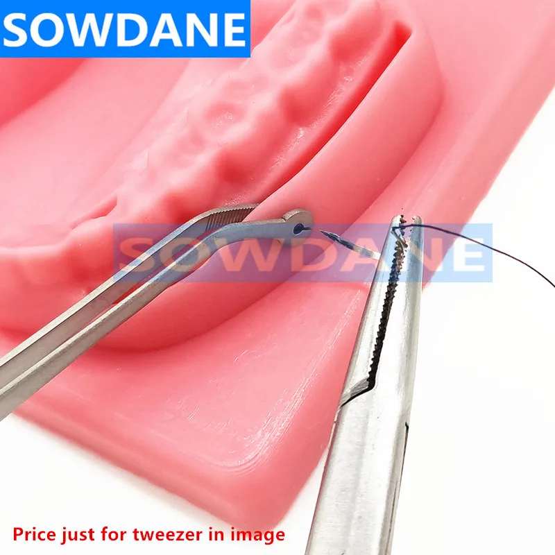 New Dental Operation Stitching Tweezer Surgical College Tweezers Cotton Dressing Forcep Serrated Tip Stainless Steel