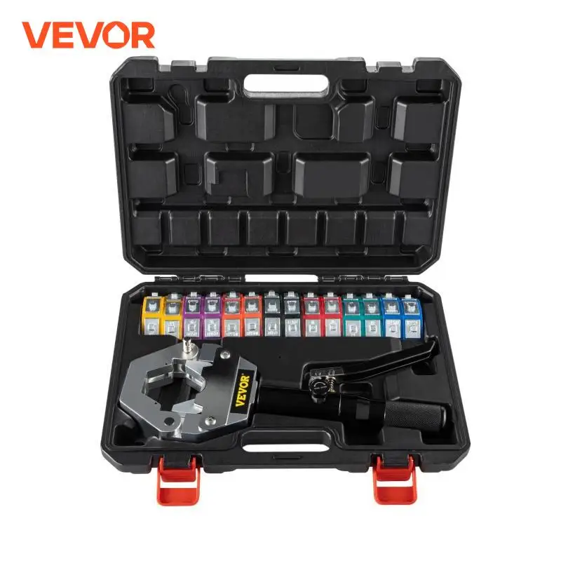 VEVOR Manual AC Hose Crimper Kit 71500 with 7Dies Hydraulic Hose Crimping Tool Hydraulic Press Auto Air Conditioning Repair Set