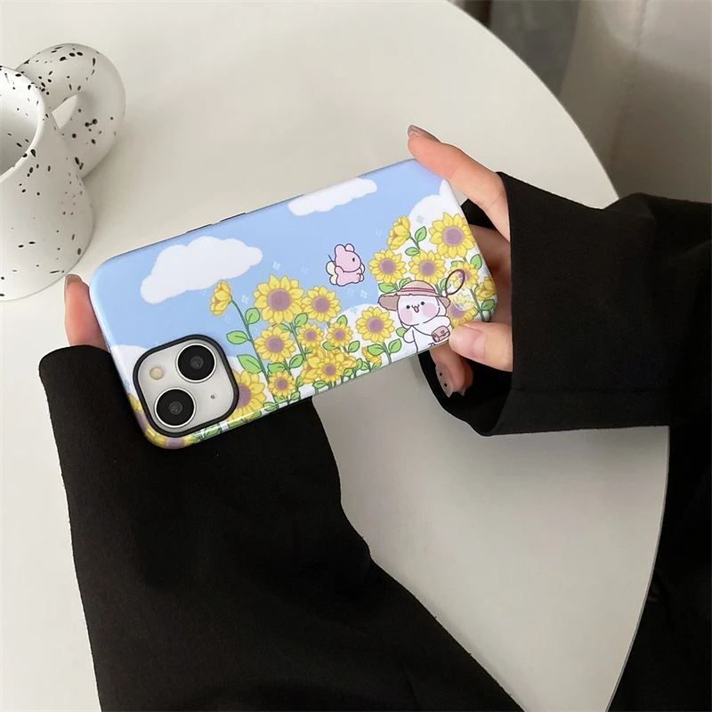 Garden bunny Phone Case Two-In-One Film Protective Shell For iPhone 15 14 13 12 11 Pro Max Plus Mini