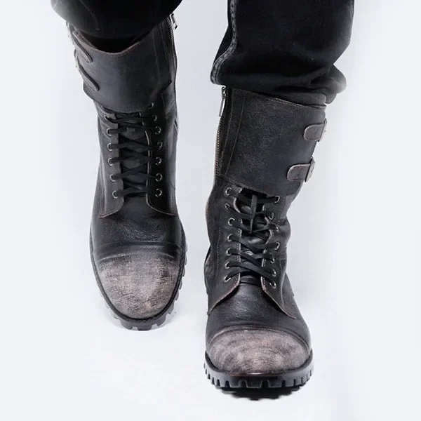 New Low Heeled Men's Shoes for Autumn and Winter In Foreign Trade, Size 38-48 Large Round Toe Midsole Knight Boots