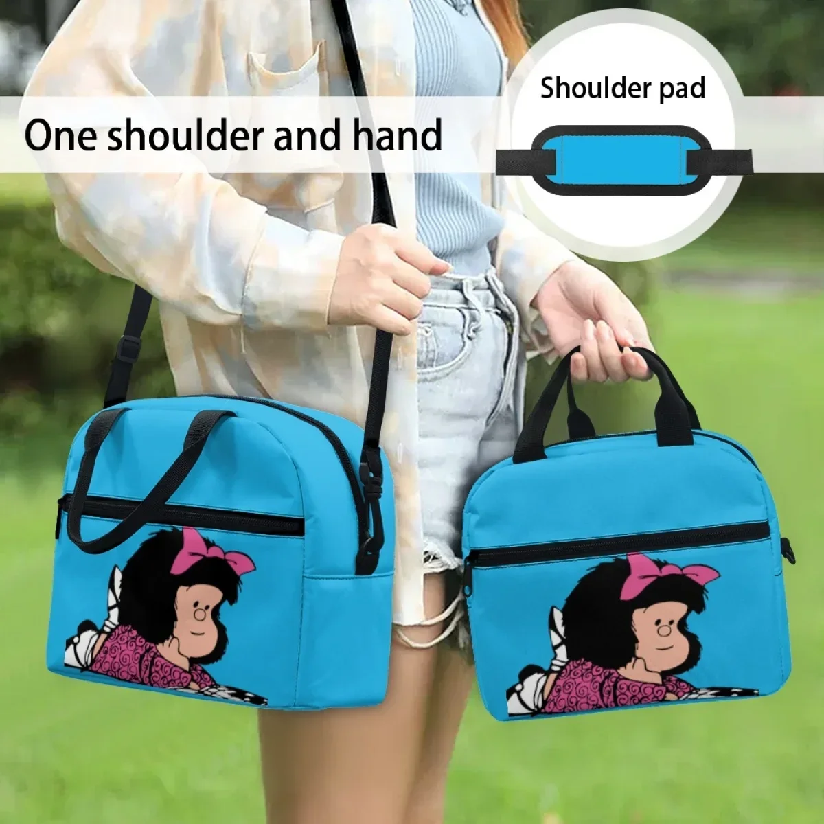 

Thermal Lunch Bags for Children Mafalda Graphic Printing Portable Fridge Thermal Bag Utility Camping Travel