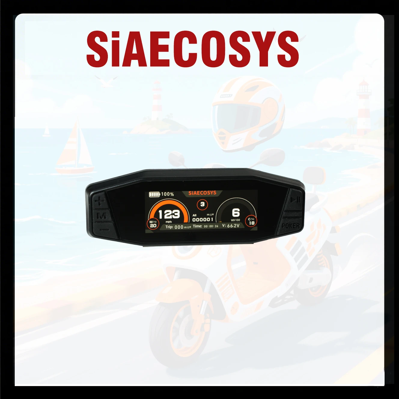 New Arrival 3.13inch TFT SCJ313 Speedometer CAN BUS and One-Lin Protocol for Electric Motorcycle Long Gauge Adjustable Display