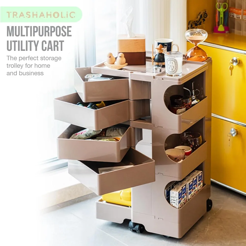 Multipurpose Utility Storage Cart - Ultra Storage Caddy with Wheels and Swing Out Drawers