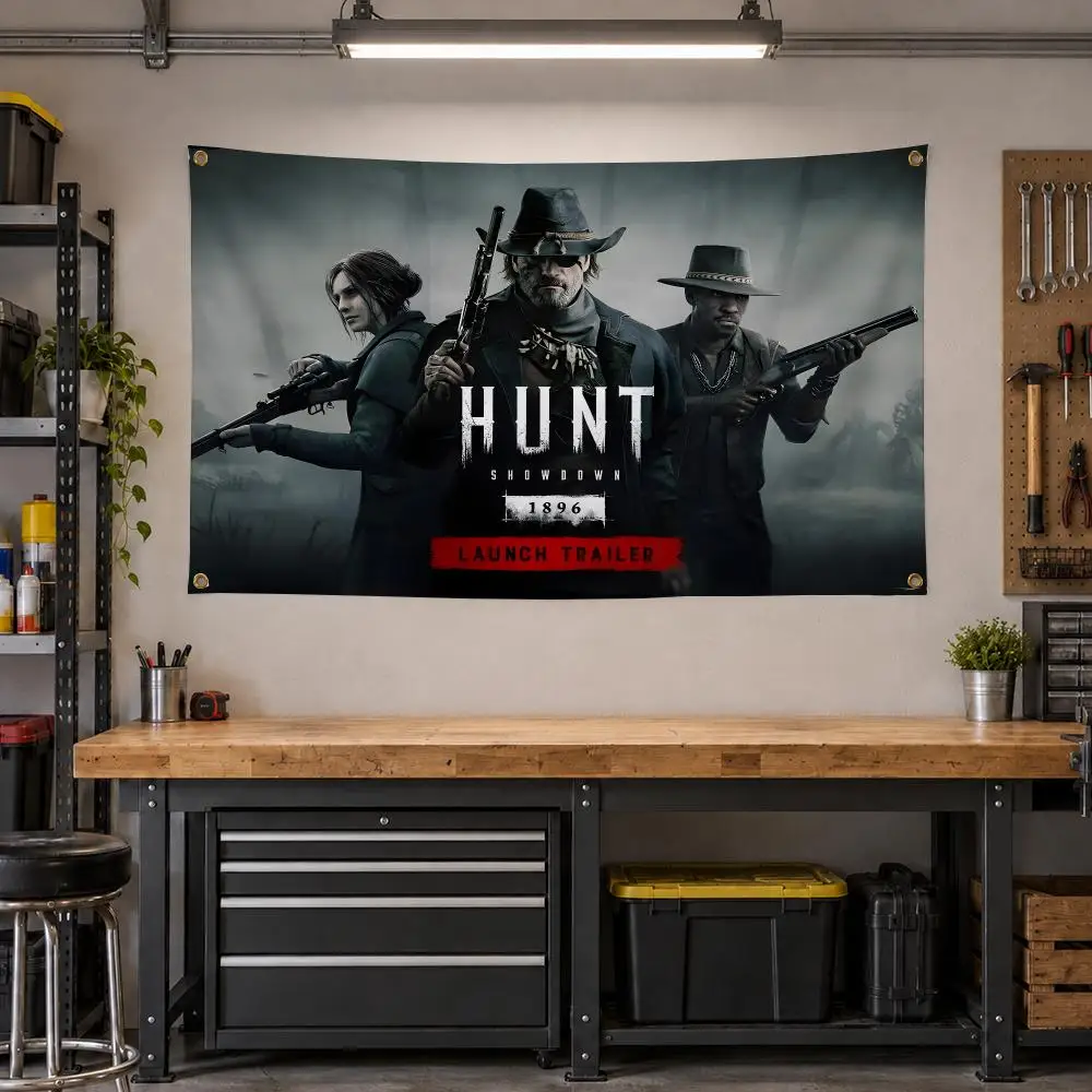 Game Hunt Showdown Horror Flags Personalized Banner Flag Room Dorm Camping Picnic Garage Bar Outdoor Wall Decor