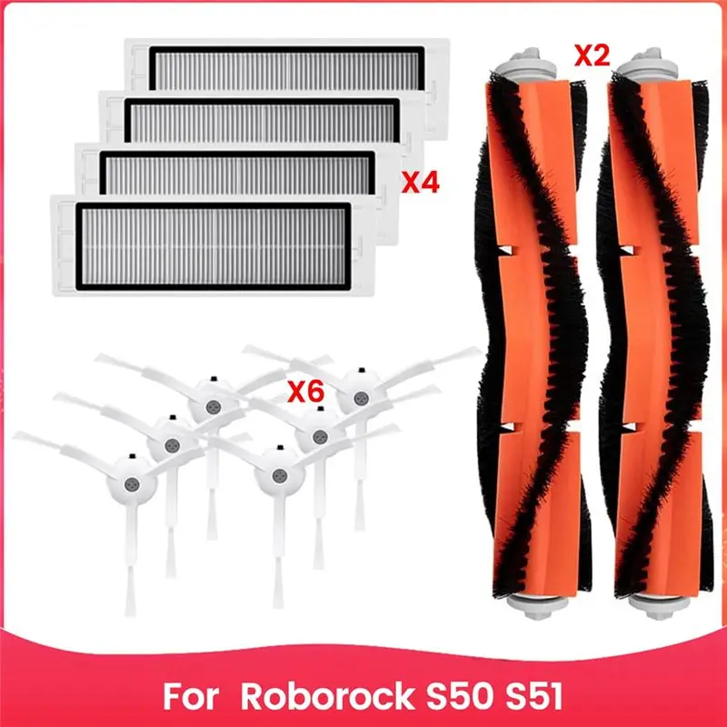 

ABHU Accessories Kit For Roborock S50 S51 Robot Vacuum Cleaner Replacement Parts Main Side Brush Hepa Filters