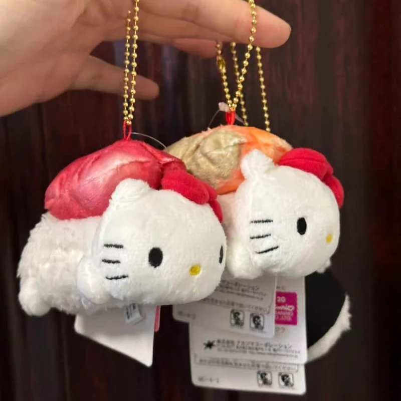 Authentic Product with Tag Hello Kitty Sushi Series Salmon Sweet Shrimp Modeling Plush Doll Handbag Hanging Ornament Couple Gift