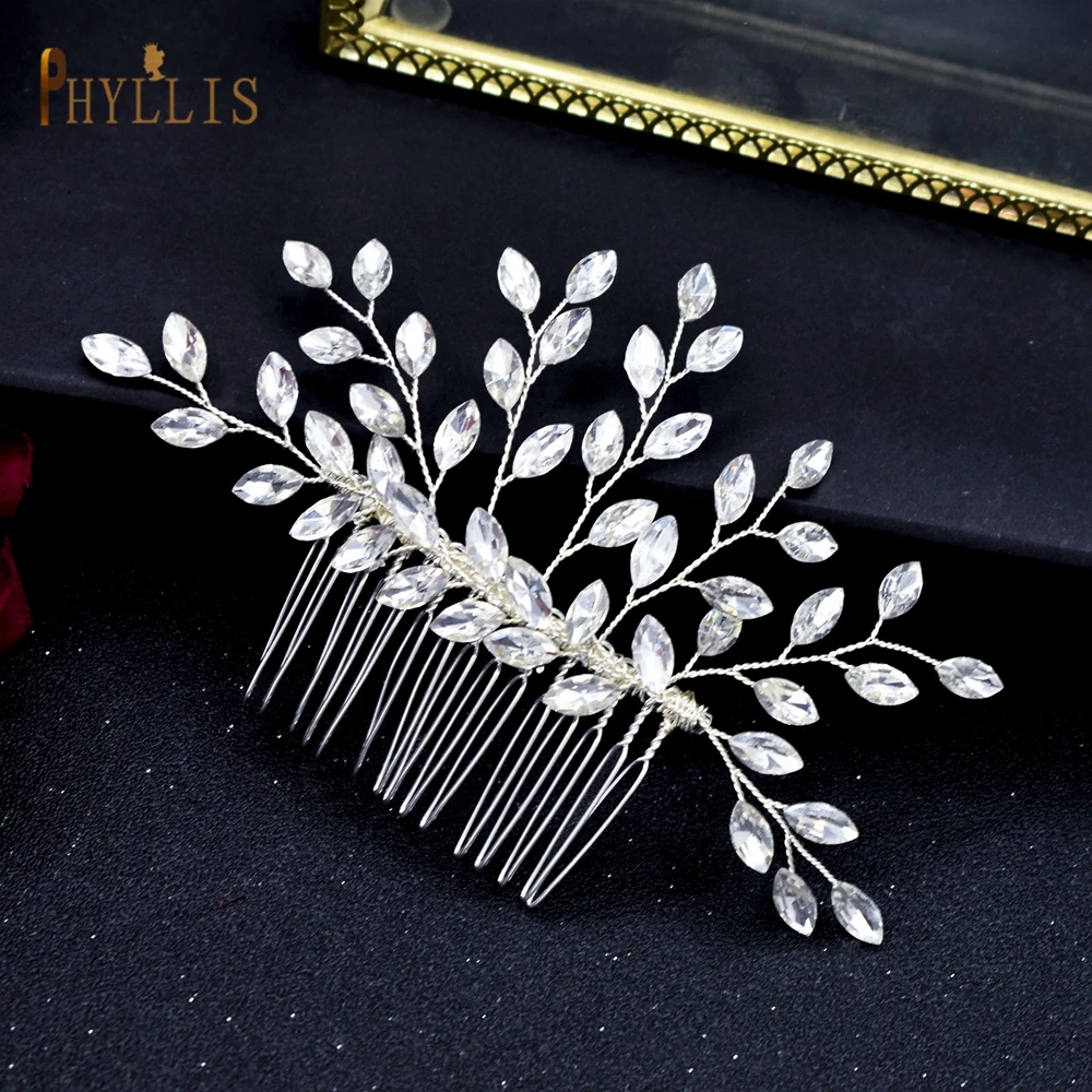 A466 Vintage Cô Dâu Lược Chải Tóc Kim Cương Giả Cưới Tiara Pha Lê Nữ Tóc Kẹp Tóc Handmade Trang Sức Dự Tiệc Tóc Cô Dâu Chân