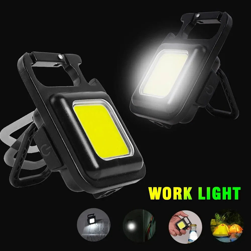 1-5PCS Mini LED Flashlight Portable COB Keychain Work Lights 500LM USB Charging Waterproof For Outdoor Walking Camping Lighting