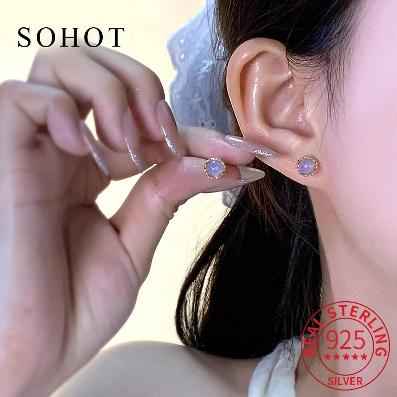 

Real 925 Sterling Silver Geometric Starfish Zircon Mini Stud Earrings for Women Cute Fine Jewelry Exquisite Accessories