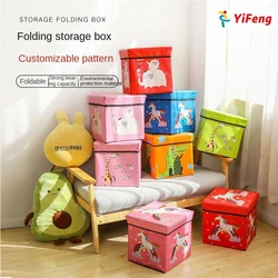 Home Children's Toys Cartoon Foldable Storage Box, Children's and Girls' Clothing Sorting Box, Storage Box, Fabric Storage Stool