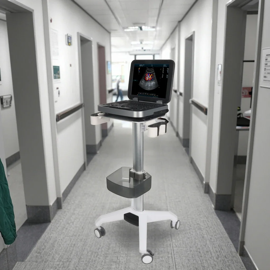 Manual Height Adjustable Ultrasound Probe Trolley, Portable Aluminum Alloy Cart 87-102cm for Multi-scene Use