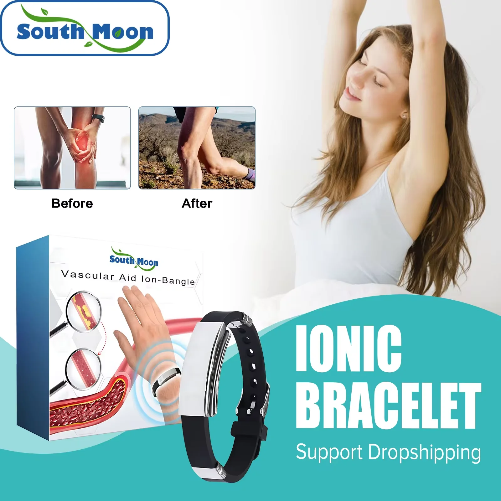 Power Ionics Bracelet Promote Blood Circulation Improve Dizziness Discomfort Relieve Fatigue Stress Pain Help Sleeping Wristband