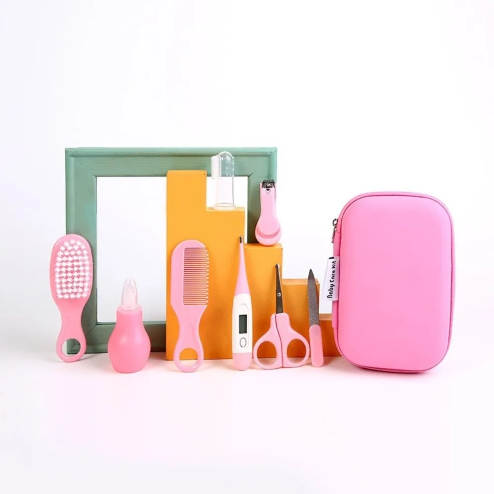 8pcs EVA Bag Baby Health Care Kit Soft Bristle Brush Nail Clippers Comb Newborn Grooming Kit Material Safety Thermometer