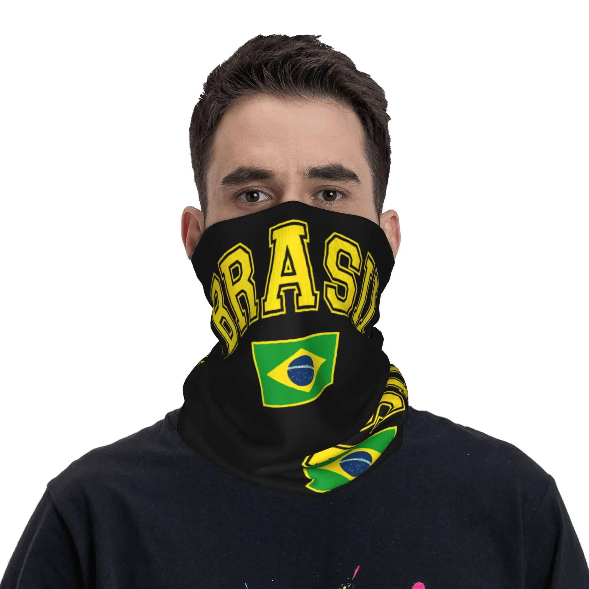 Brazil Brazilian Flag Bandana Neck Gaiter Printed  Balaclavas Mask Scarf Multi-use Headwear Fishing Unisex Adult All Season