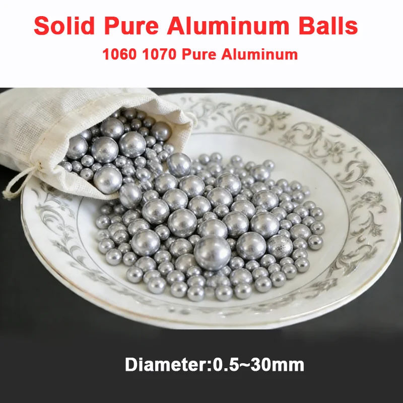 

Solid Aluminum Balls 1060 1070 Pure Aluminum 0.5/0.7/0.9/1/1.2/1.5/2/2.5/3/3.5/4/4.76/5~ 30mm High Quality Smooth Aluminum Beads