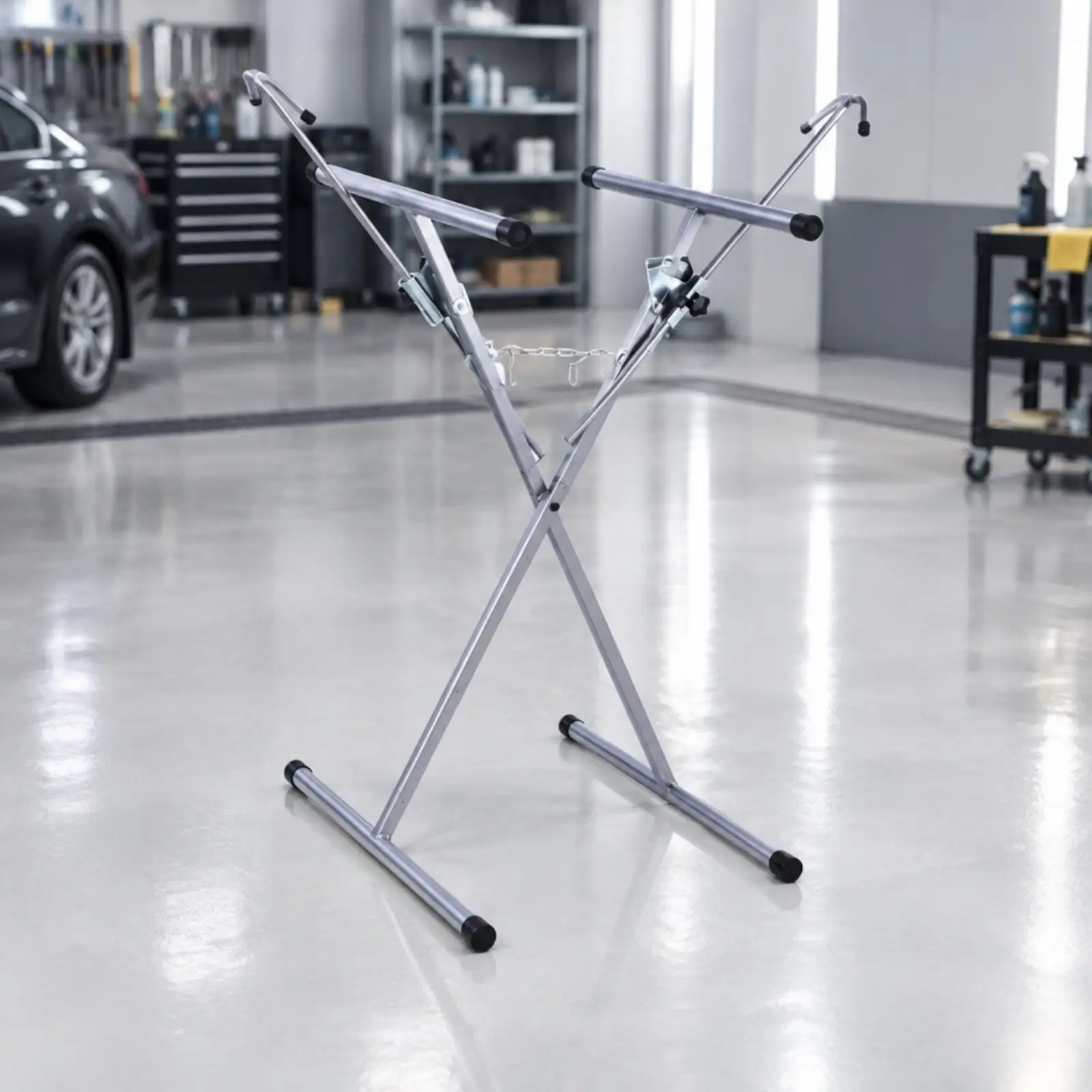 Versatile Automotive Panel Painting Stand Height Adjustable with Angled Arms for Easy Access During Bumper Refinishing