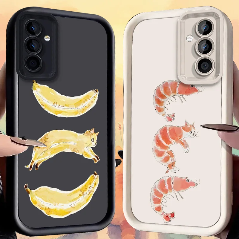 Funny Banana Cat Print Case for Samsung Galaxy A37 A36 A35 A34 A33 A32 A26 A24 A23 A17 A16 A15 A14 A13 A12 4G 5G A07 A06 Cover