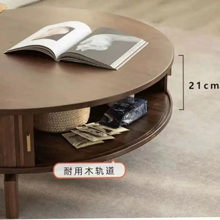 

Customizable Nordic black walnut round coffee table high art sense wabi sabi simple