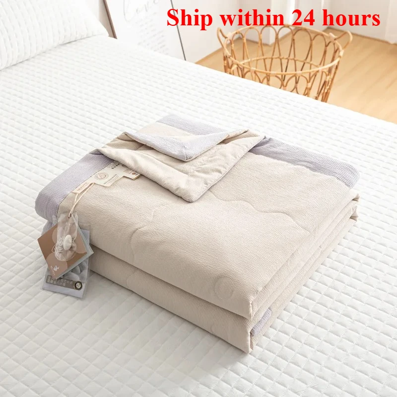 

2025 solid color simple bubble cotton summer cool quilt, machine washable in summer, comfortable and breathable quilt