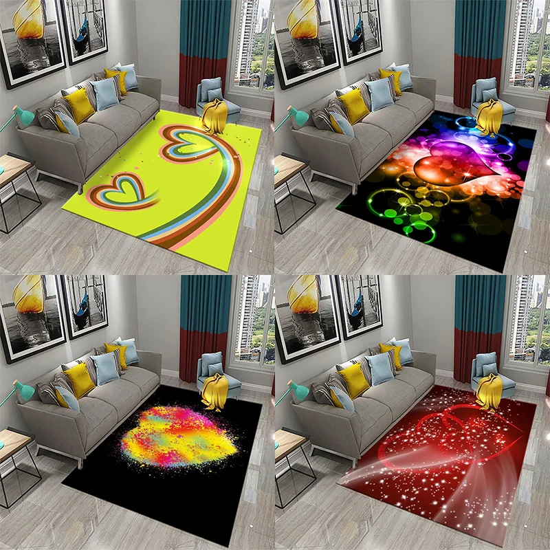 

3D Colorful Heart Love Pattern Carpet Bathroom Anti Slip Floor Mat Carpet Rug Living Room Bedroom Entrance Doormat Decor
