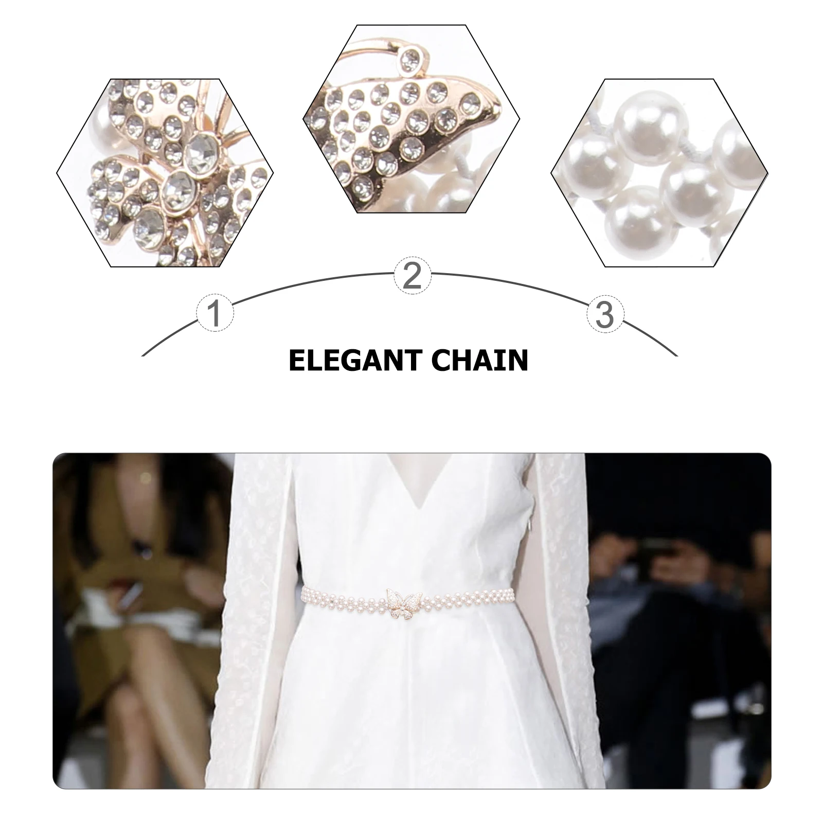 

Waist Chain Pearl Chains Belt White Bride Women Elegant Fashionable Decoration Accessories Swimsuits Bikini