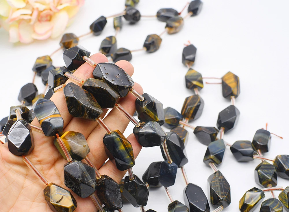 

14-16x26-30mm Natural Original Faceted Yellow Tiger Eye Oval stone Bead For DIY necklace bracelet jewelry make 15 "free delivery