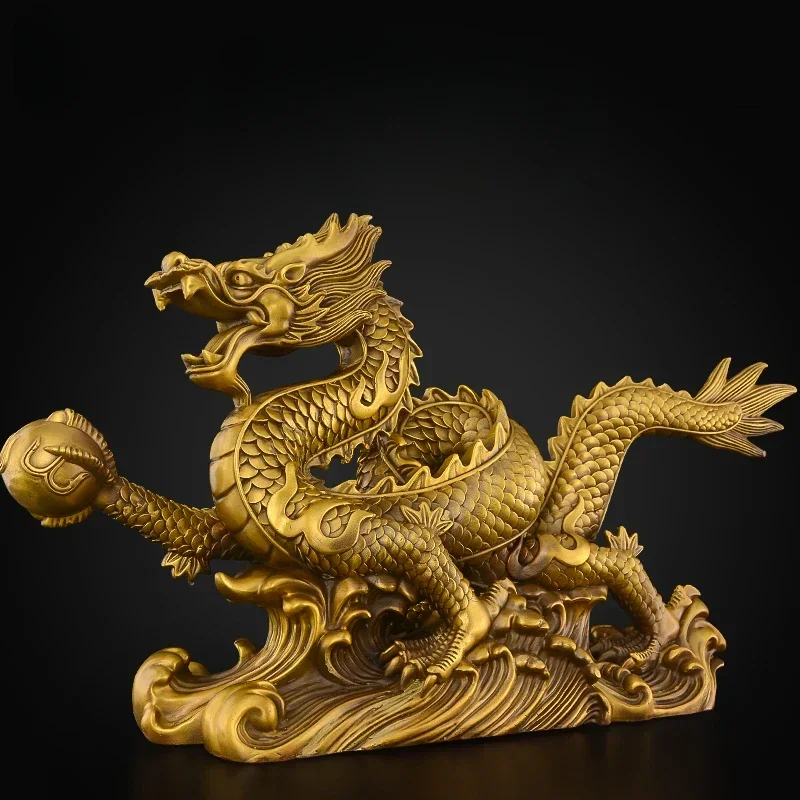 

Feng Shui Copper Dragon Ornaments Lucky Wealth Figurine Ornaments Gift for Home Office Desktop Decor Crafts