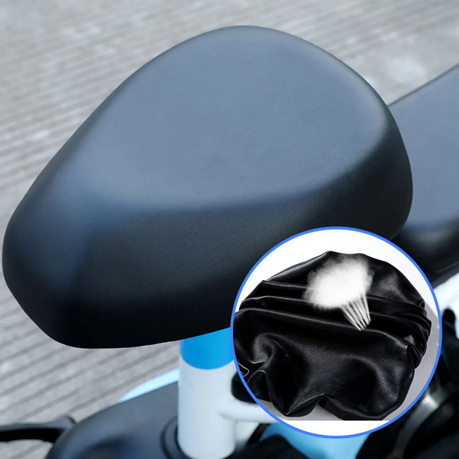 

1pc Enlarged Cushion Cover For Electric Bicycles Polyester Black Ebike Saddle Protectors Waterproof Bicycle Elastic Saddle Cover